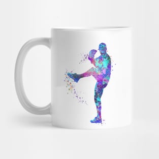 Baseball Pitcher Boy Watercolor Softball Gift Mug